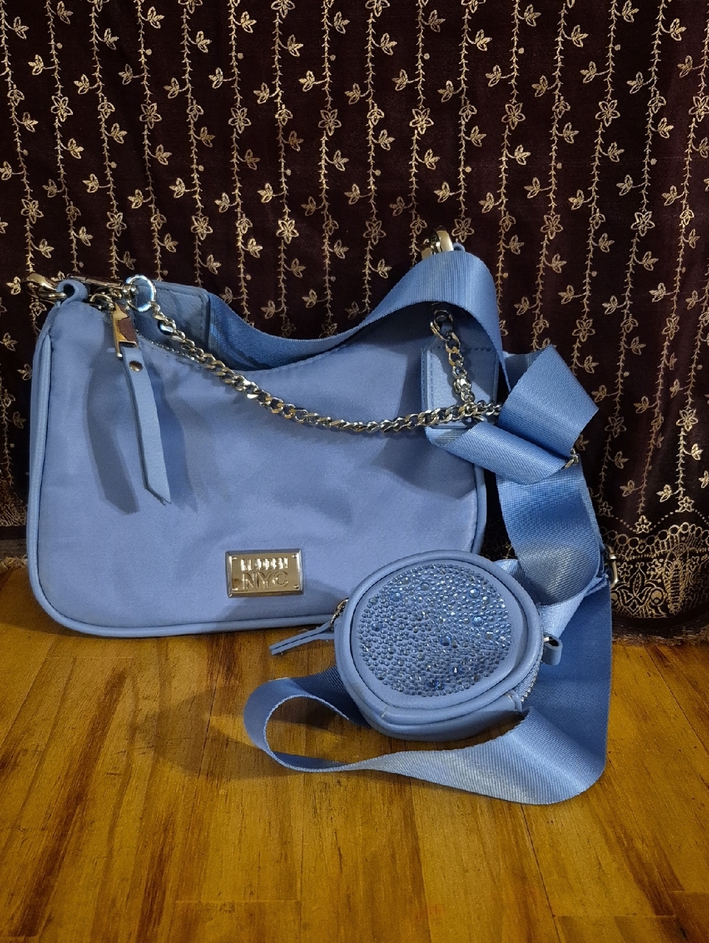 Madden NYC Periwinkle Blue Crossbody with Coin Pouch